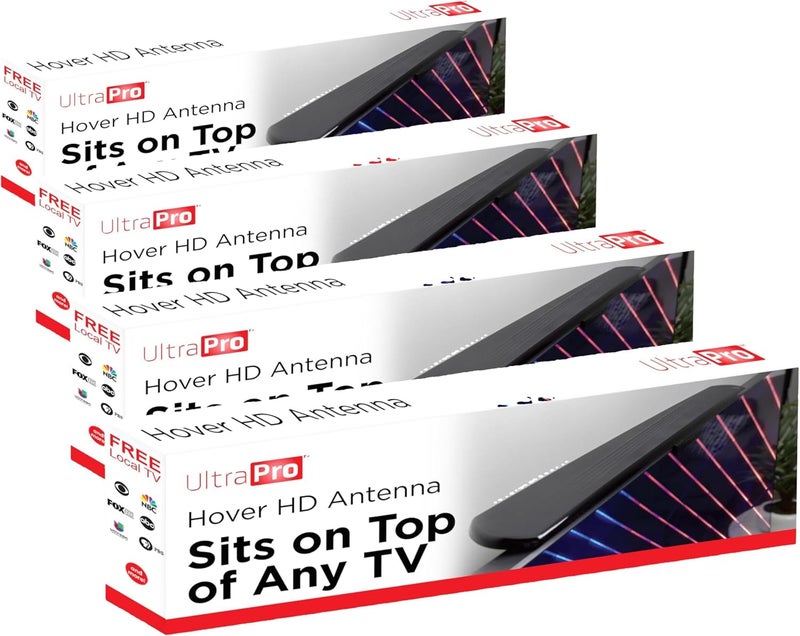 UltraPro Hover Digital TV Antenna Indoor for Smart TV, Long Range HD Local Channels, Easy Mount on Top Design, Supports 4K 1080P HDTV VHF UHF, 360° Reception, 83713 (Pack of 4) - Image 1